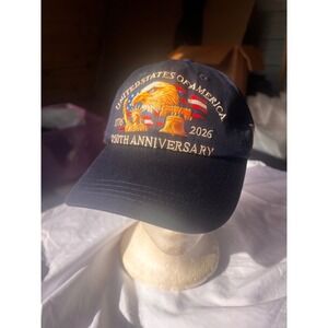United States America 250th Anniversary Eagle Bell Flag Baseball Hat Navy Blue